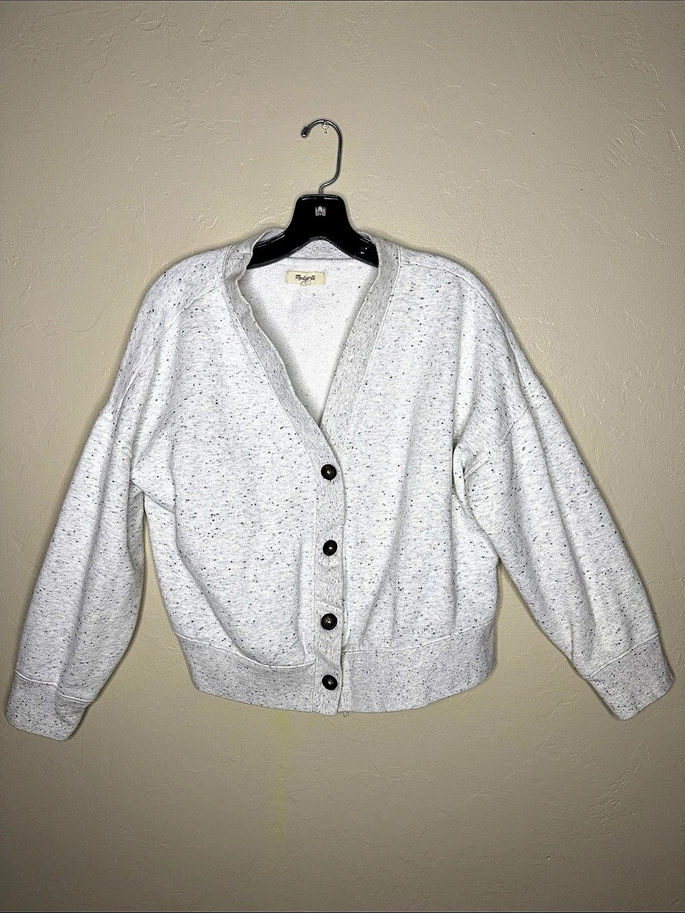 Madewell Speckled Cardigan in White Size Medium Like New